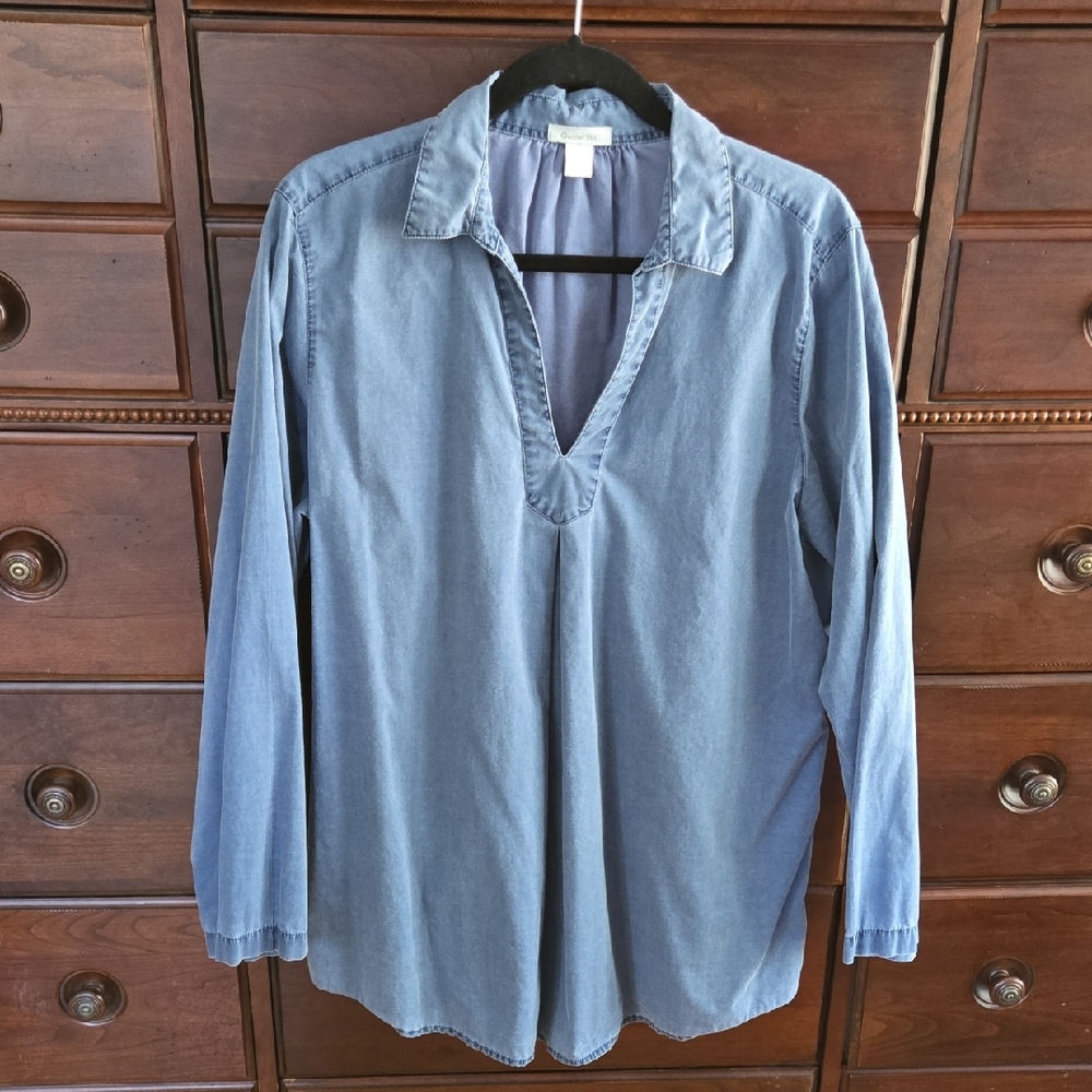 Garnet Hill Vneck Pullover Blue Size XL
